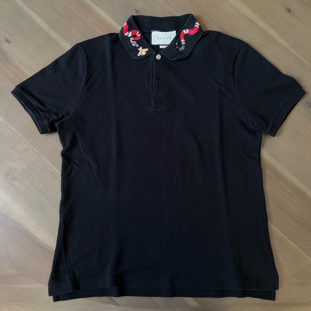 Gucci Polo Kingsnake Embroidered Collar
